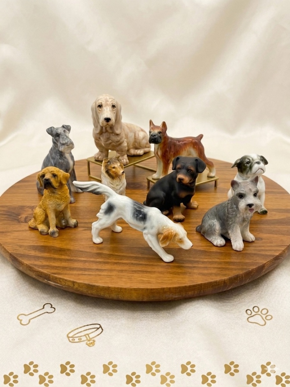 Vintage Porcelain/ceramic Dog Figurine Collection - Set of 9 - Miniature Canines